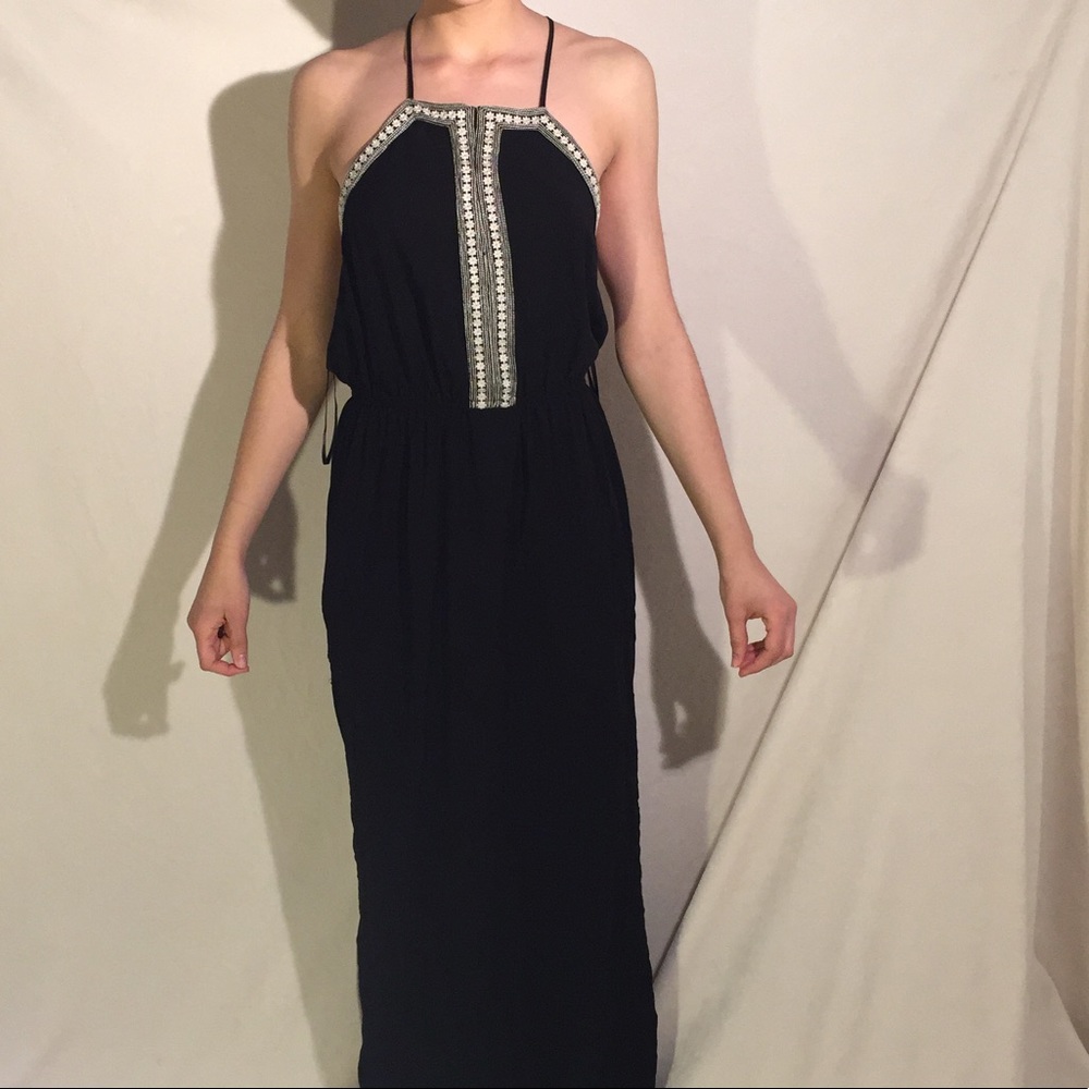 Black & Beige Long Summer Dress